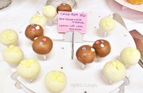 Lemon and white chocolate, and red velvet and milk chocolate cake pops