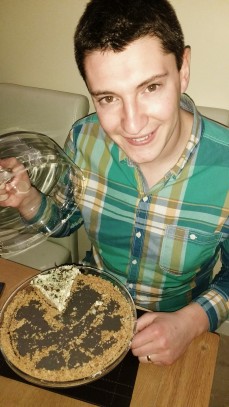 James with what was left of his first ever cheesecake!